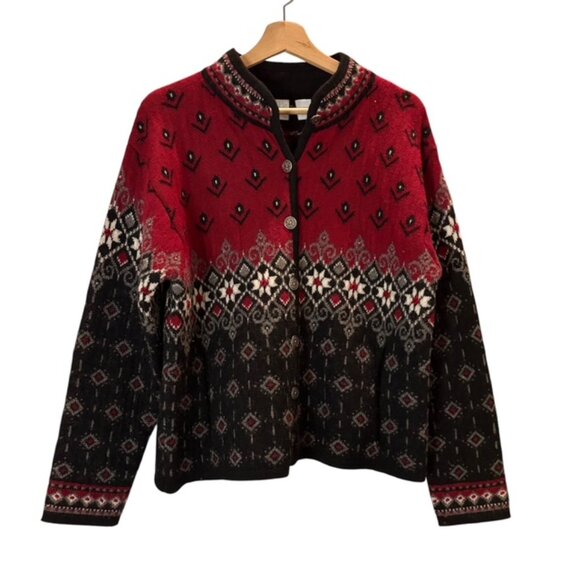Nortic Design 100% Wool Button Down Cardigan Sweater Womens Size Large - Picture 1 of 9